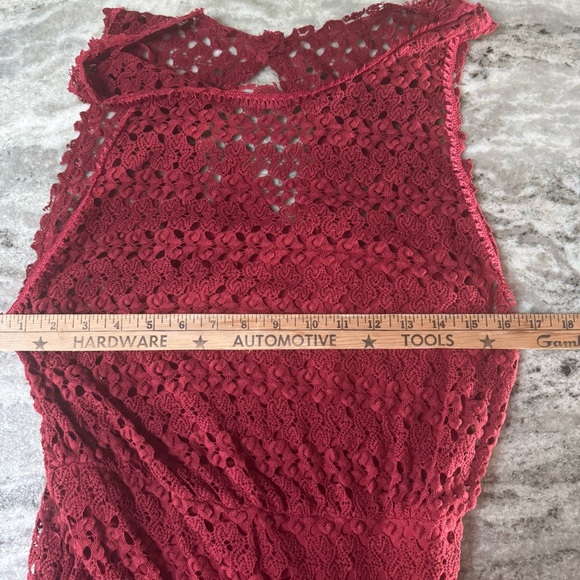 Free People Lily Lace Blouson Dress Red Raisin Size Small (T1) - Picture 6 of 10